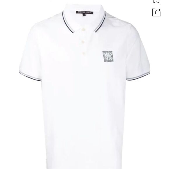 Michael Kors striped trim polo shirt in white - XL -NWT - Picture 1 of 5